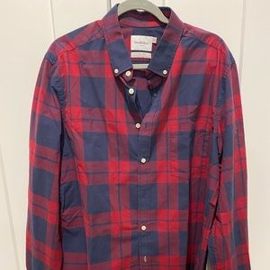 Men’s Goodfellow Red and Navy Button Down Shirt - XL